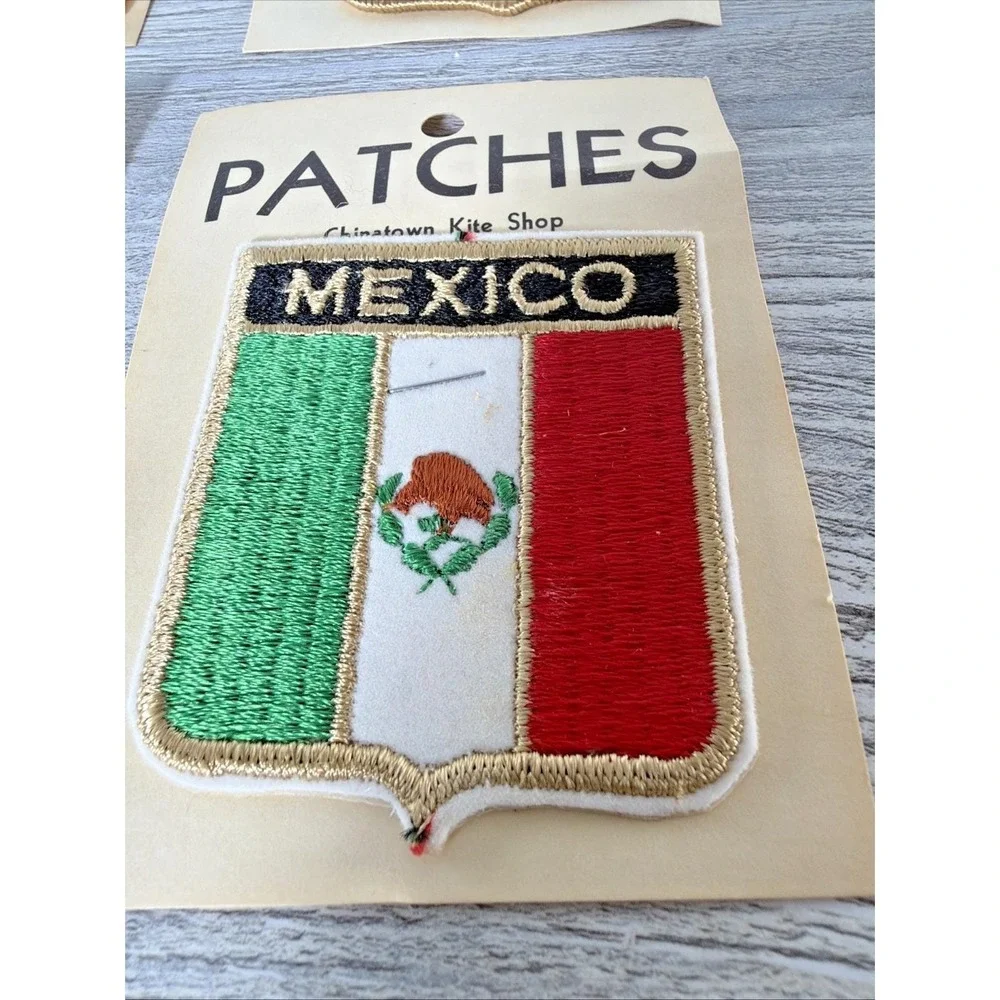 Lot Of 4 Vtg Patches Chinatown Kite Shop Spain Canada Mexico Italy Patch NOS USA